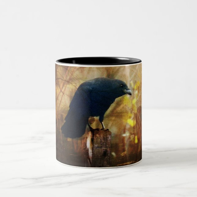 Crow/Raven Photo Two-Tone Coffee Mug (Center)