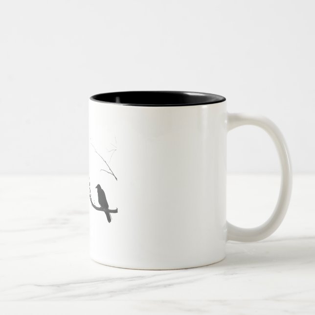 Crow Raven Sitting in Tree Two-Tone Coffee Mug (Right)
