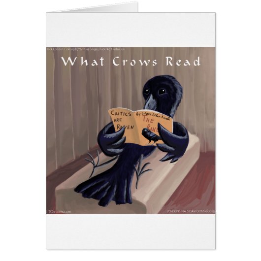 Crow Reading The Raven Funny Cards (Front)