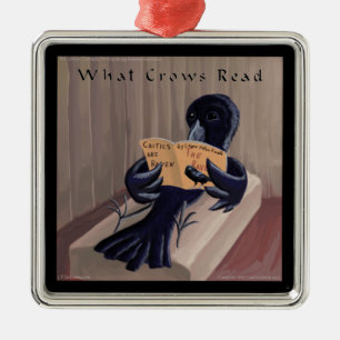 Crow Reading The Raven Funny Metal Ornament