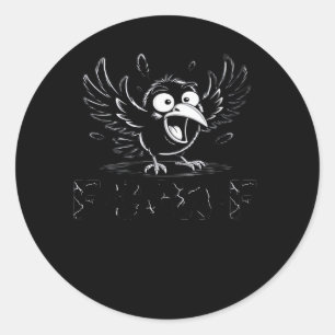 Crow, Retro F-Caw-F Bird Crow Funny Crow Bird Cawi Classic Round Sticker