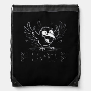 Crow, Retro F-Caw-F Bird Crow Funny Crow Bird Cawi Drawstring Bag