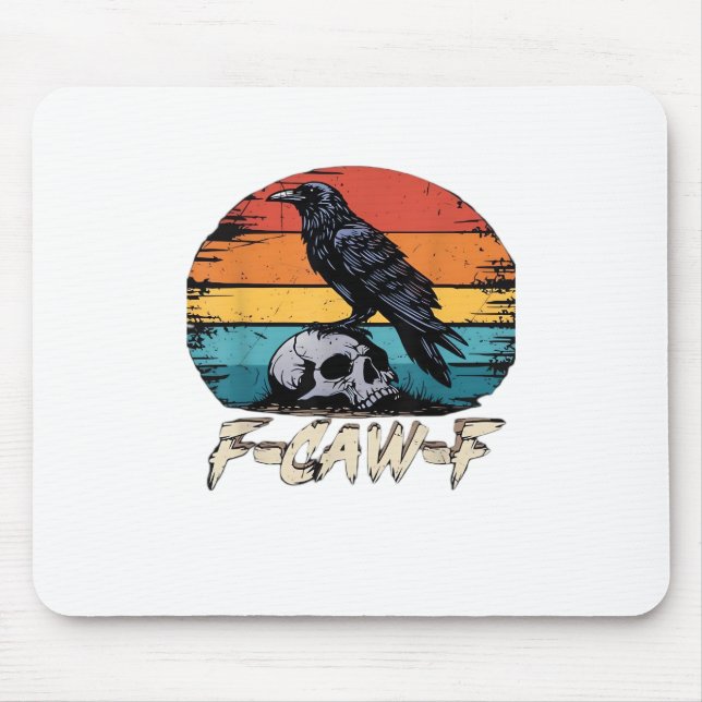 Crow, Retro F-Caw-F Bird Crow Funny Crow Bird Cawi Mouse Pad (Front)