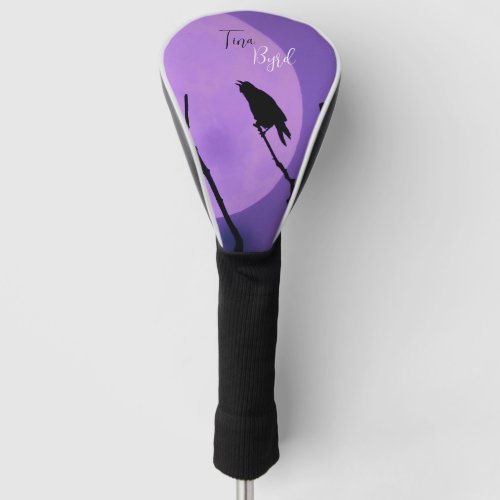 Crow Silhouette Lavender Purple Moon Golf Head Cover