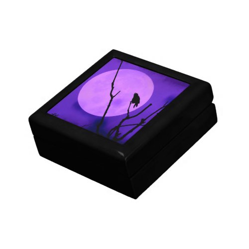 Crow Silhouette Purple Moon Jewelry Box