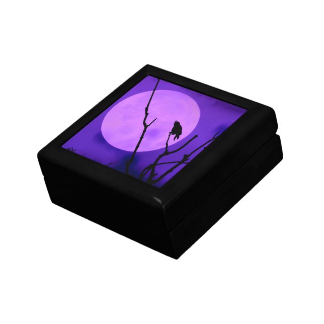 Crow Silhouette Purple Moon Jewelry Box (Side)