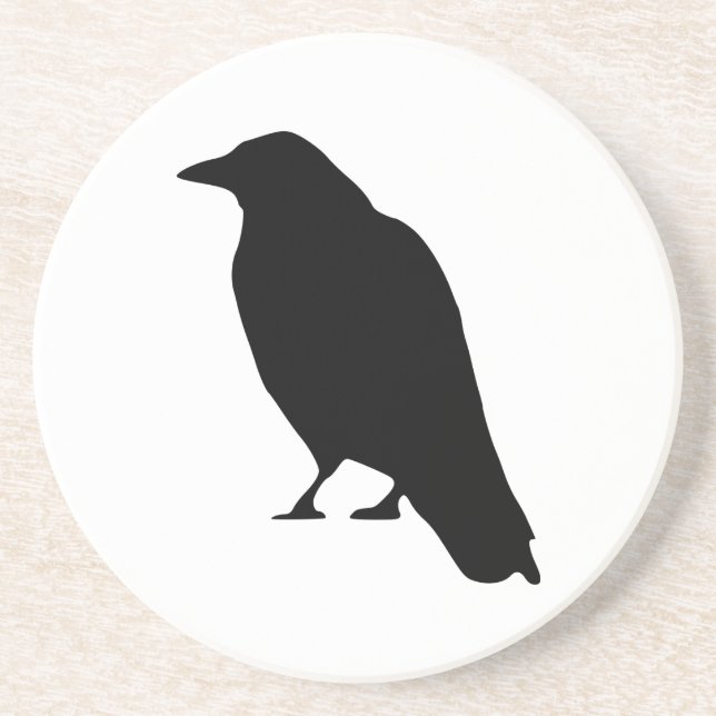 Crow Silhouette Sandstone Coaster (Front)