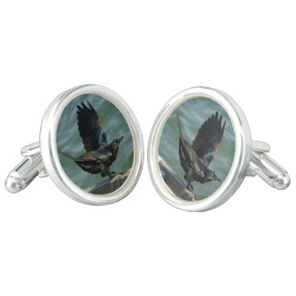 Crow Silver Cufflinks