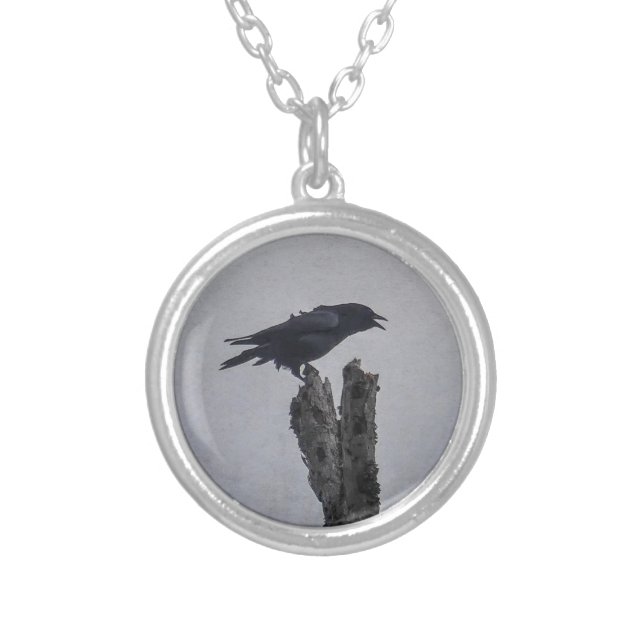 Crow Silver Plated Necklace (Front)