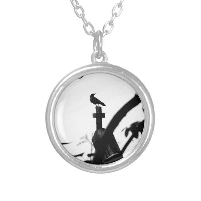 Crow Silver Plated Necklace (Front)