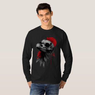 Crow Skull Barbed Wire Grunge Long Sleeve T-Shirt