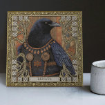 Crow Spirit Animal Personalized Name Field Ceramic Tile<br><div class="desc">Enchanted Crow Spirit Animal Bird Personalized Immerse yourself in a mystic realm with our Enchanted Crow Spirit Personalized Ceramic Tile. A magnificent crow, adorned with tribal jewels, stands as the centerpiece, embodying symmetrical harmony and the vibrant energy of Happycore and Carpet Punk aesthetics. The crow's noble stature, enhanced by rich...</div>