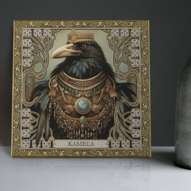 Crow Spirit Animal Personalized Name Field Ceramic Tile (Creator Uploaded)