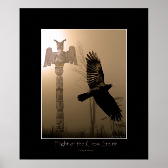 CROW SPIRIT & Totem Pole Art Poster | Zazzle.com