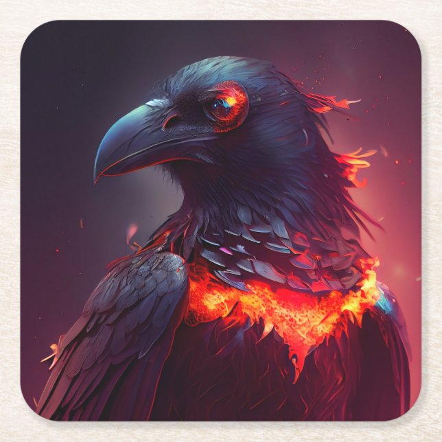 Crow Square Paper Coaster (Front)