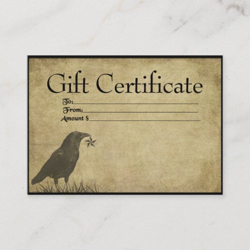 Crow &amp; Star- Prim Gift Certificate Cards Business Card Templates