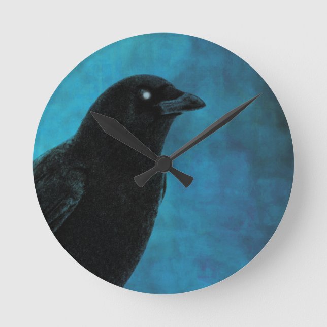 Crow Time Keeper Round Clock (Front)