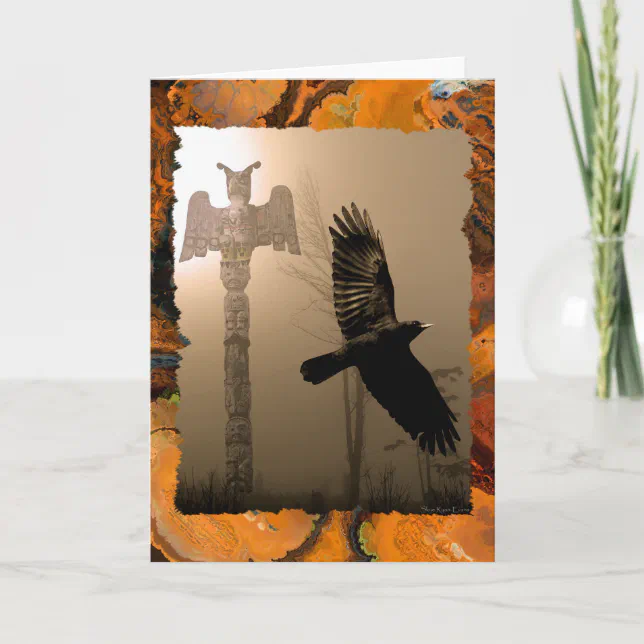CROW & TOTEM POLE Native American-themed Card | Zazzle