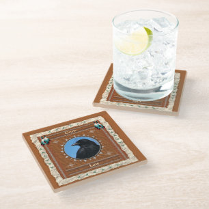 Crow Universal Law Energy Glass Coaster