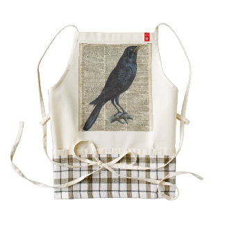 Crow Vintage Illustration At Old Encyclopedia Page Zazzle HEART Apron