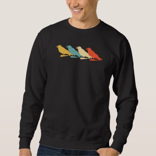 Crow Vintage Retro Raven Bird Lover 60s 70s Sweatshirt