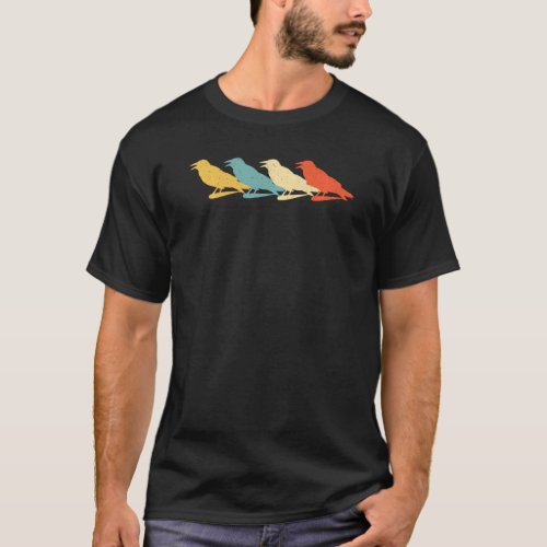 Crow Vintage Retro Raven Bird Lover 60s 70s T_Shirt