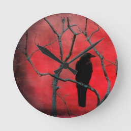 Crow Watcher Round Clock