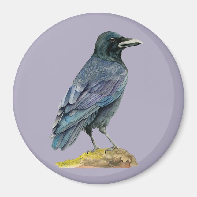 Crow Watercolor Painting Magnet (Front)