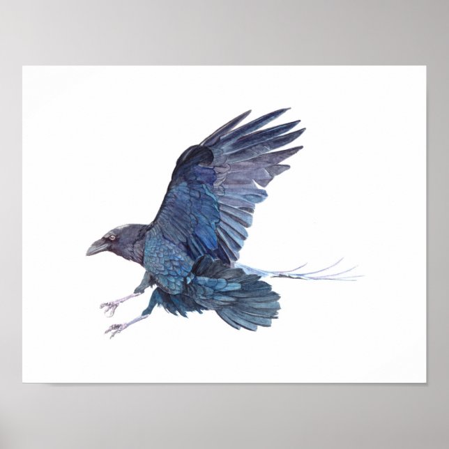 Crow Watercolor Painting Poster (Front)