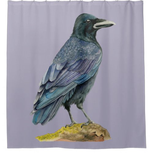 Crow Watercolor Painting Shower Curtain
