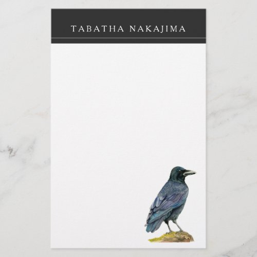Crow Watercolor Painting Stationery