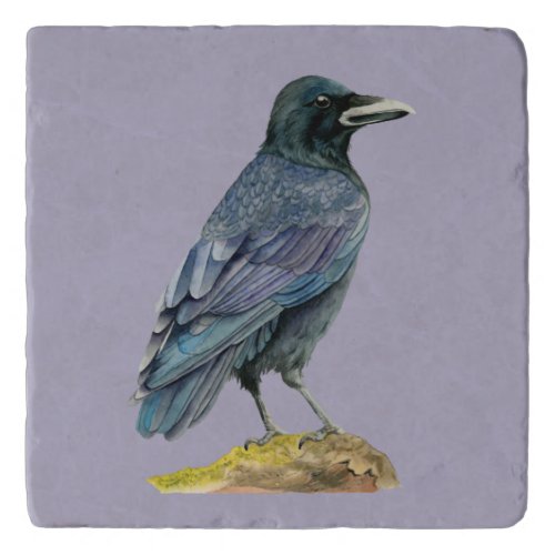 Crow Watercolor Painting Trivet