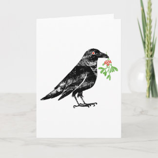 Crow with Mistletoe in it's beak 5"x7"  Card