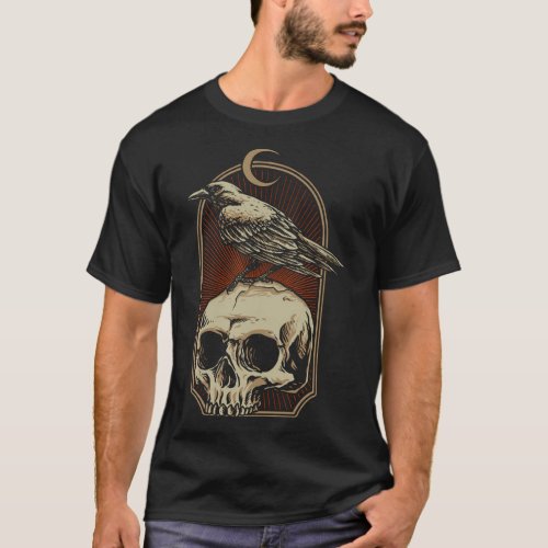 Crow with skull T_Shirt