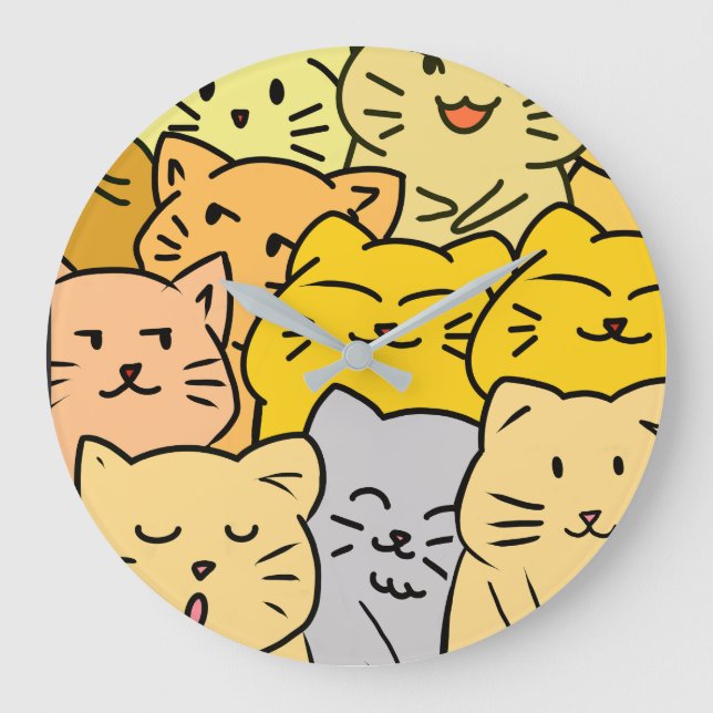 Crowd cat large clock (Front)