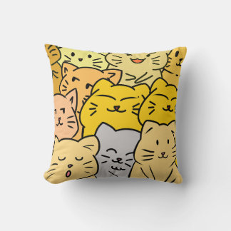 Crowd cat throw pillow