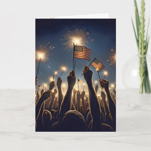 Crowd Celebrating 4th of July  Card