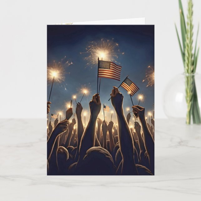 Crowd Celebrating 4th of July  Card (Front)