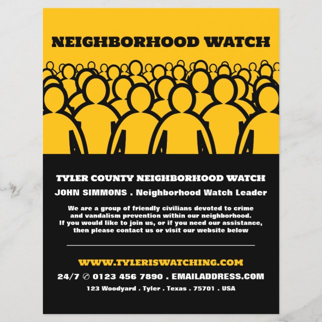 Crowd Design, Neighborhood Watch Community Advert Flyer (Front)
