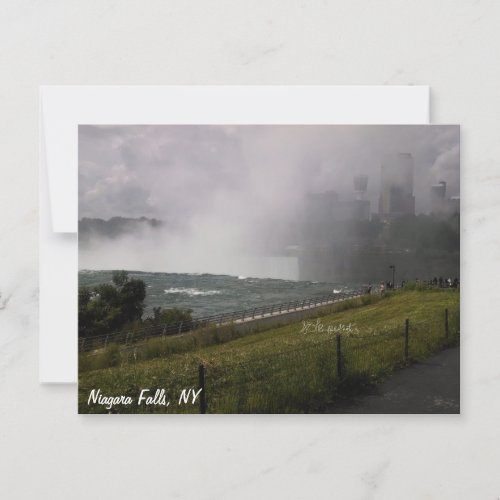 Crowd Looking at Niagara Falls Postcard