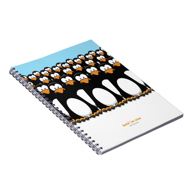 Crowd of Cartoon Penguins Notebook (Right Side)