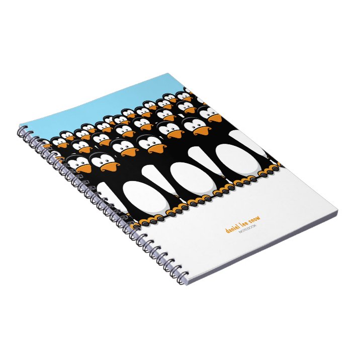 Crowd of Cartoon Penguins Personalizable Notebook