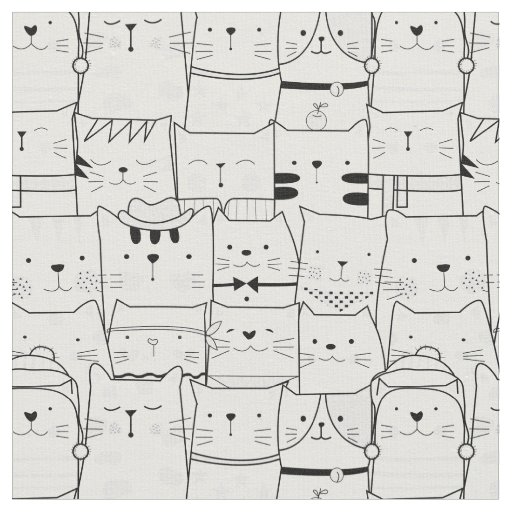 Crowd of Cats Fabric