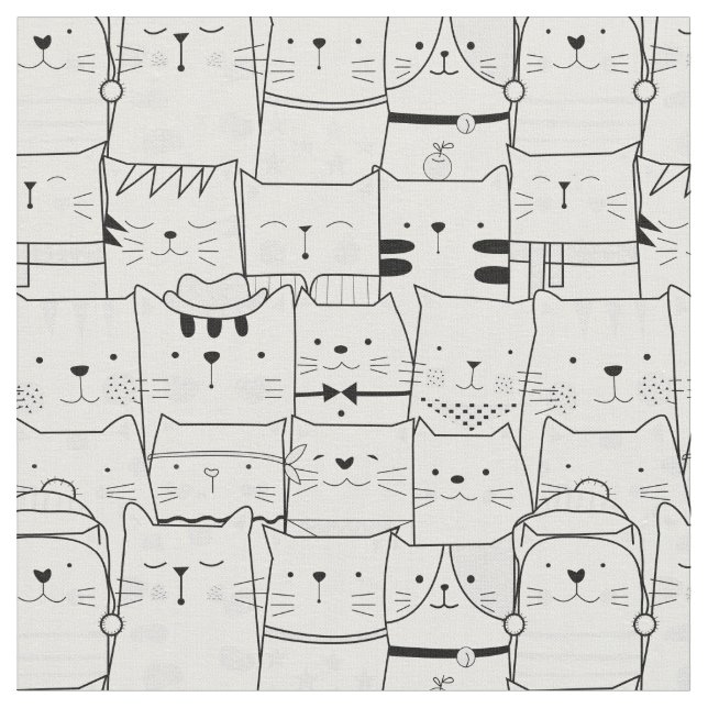 Crowd of Cats Fabric (Close Up)