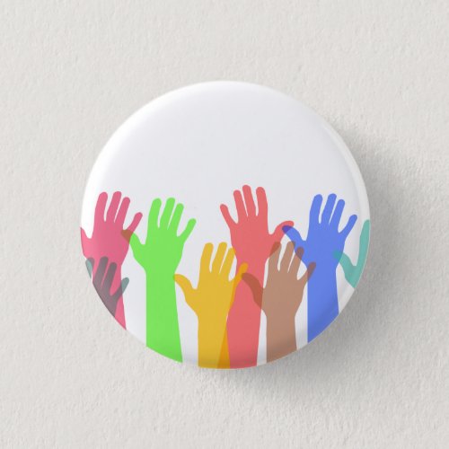 Crowd of Colorful Hands in the Air Button