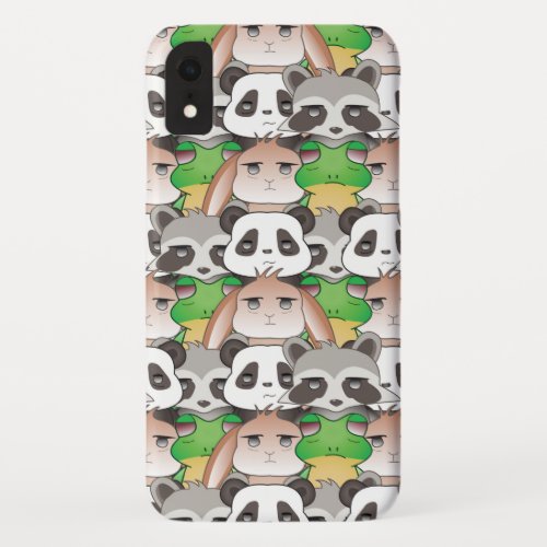 Crowd of Cute Kawaii Animals with Sleepy Faces iPhone XR Case