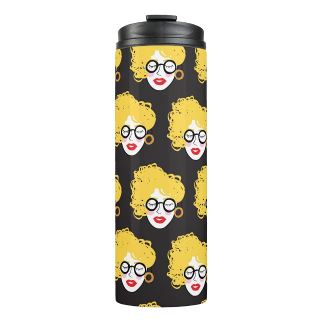 Crowd of funny peoples, cute background thermal tumbler (Front)