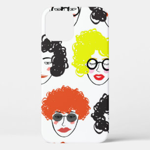 Crowd of funny peoples, seamless background iPhone 12 case