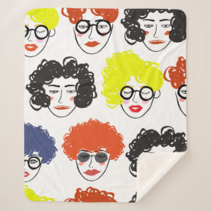 Crowd of funny peoples, seamless background sherpa blanket