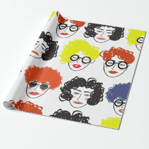 Crowd of funny peoples, seamless background wrapping paper